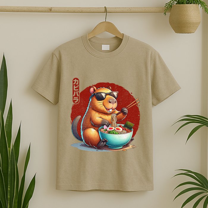 Capybara Funny Ramen Capybara Rodent Kawaii Anime T-Shirt
