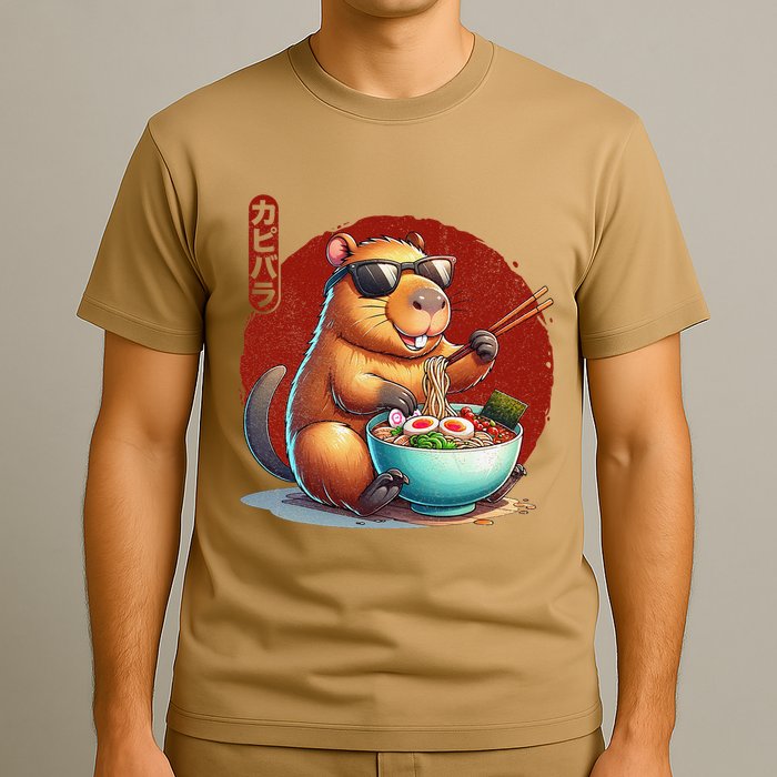 Capybara Funny Ramen Capybara Rodent Kawaii Anime T-Shirt