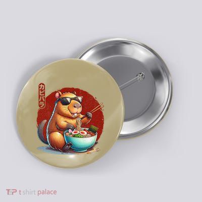 Capybara Funny Ramen Capybara Rodent Kawaii Anime Button