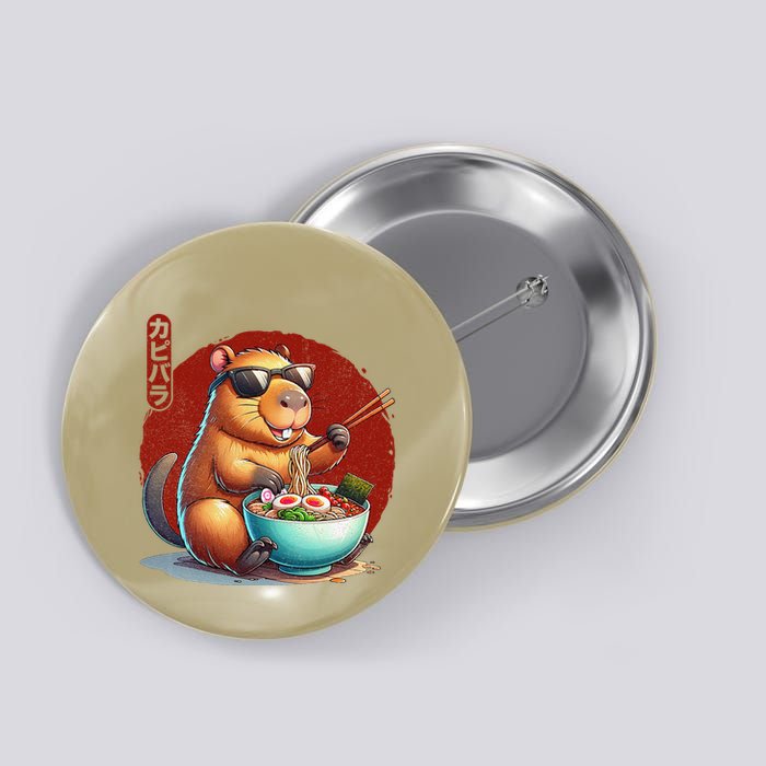 Capybara Funny Ramen Capybara Rodent Kawaii Anime Button