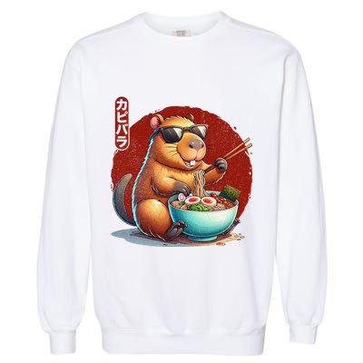 Capybara Funny Ramen Capybara Rodent Kawaii Anime Garment-Dyed Sweatshirt