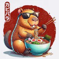 Capybara Funny Ramen Capybara Rodent Kawaii Anime Garment-Dyed Sweatshirt