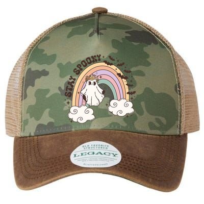Cute Funny Retro Halloween Ghost Spooky Season Stay Spooky Meaningful Gift Legacy Tie Dye Trucker Hat