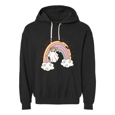 Cute Funny Retro Halloween Ghost Spooky Season Stay Spooky Meaningful Gift Garment-Dyed Fleece Hoodie