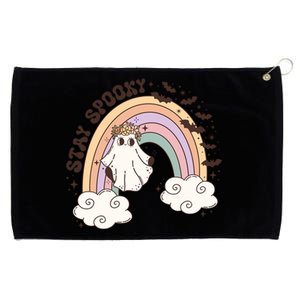 Cute Funny Retro Halloween Ghost Spooky Season Stay Spooky Meaningful Gift Grommeted Golf Towel