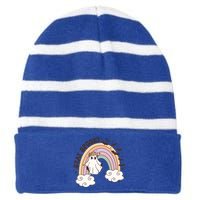 Cute Funny Retro Halloween Ghost Spooky Season Stay Spooky Meaningful Gift Striped Beanie with Solid Band