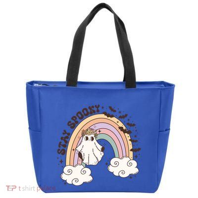 Cute Funny Retro Halloween Ghost Spooky Season Stay Spooky Meaningful Gift Zip Tote Bag