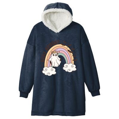 Cute Funny Retro Halloween Ghost Spooky Season Stay Spooky Meaningful Gift Hooded Wearable Blanket