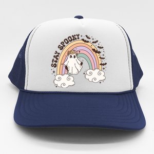 Cute Funny Retro Halloween Ghost Spooky Season Stay Spooky Meaningful Gift Trucker Hat