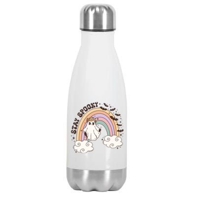 Cute Funny Retro Halloween Ghost Spooky Season Stay Spooky Meaningful Gift Stainless Steel Insulated Water Bottle