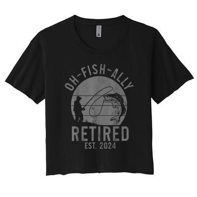 Cool Fishing Retirement Ofish Ally Retired 2024 Fisherman Gift Women's Crop Top Tee