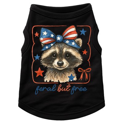 Coquette Funny Raccoon 4th Of July Patriotic Feral But Free Doggie Tank