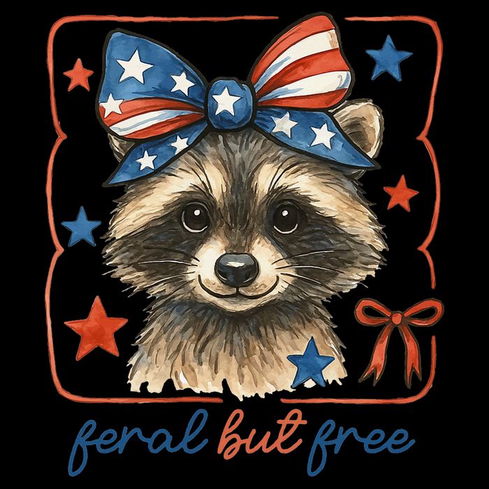 Coquette Funny Raccoon 4th Of July Patriotic Feral But Free Tall T-Shirt