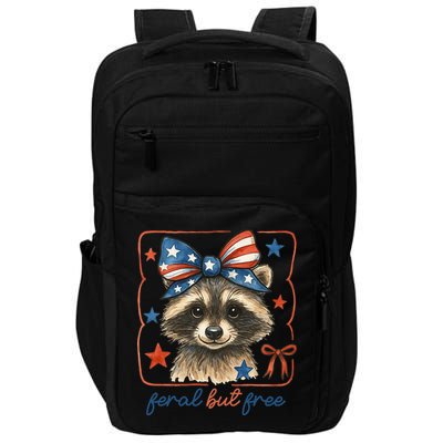 Coquette Funny Raccoon 4th Of July Patriotic Feral But Free Impact Tech Backpack