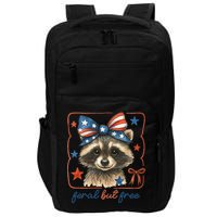 Coquette Funny Raccoon 4th Of July Patriotic Feral But Free Impact Tech Backpack