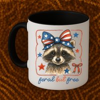 Coquette Funny Raccoon 4th Of July Patriotic Feral But Free Mug