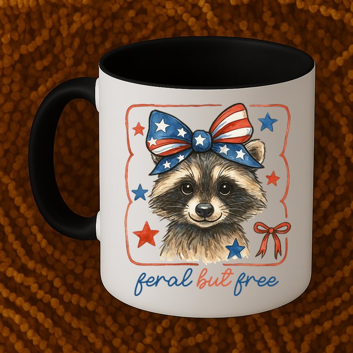 Coquette Funny Raccoon 4th Of July Patriotic Feral But Free Mug