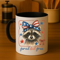 Coquette Funny Raccoon 4th Of July Patriotic Feral But Free Mug