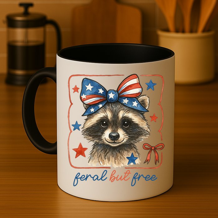 Coquette Funny Raccoon 4th Of July Patriotic Feral But Free Mug