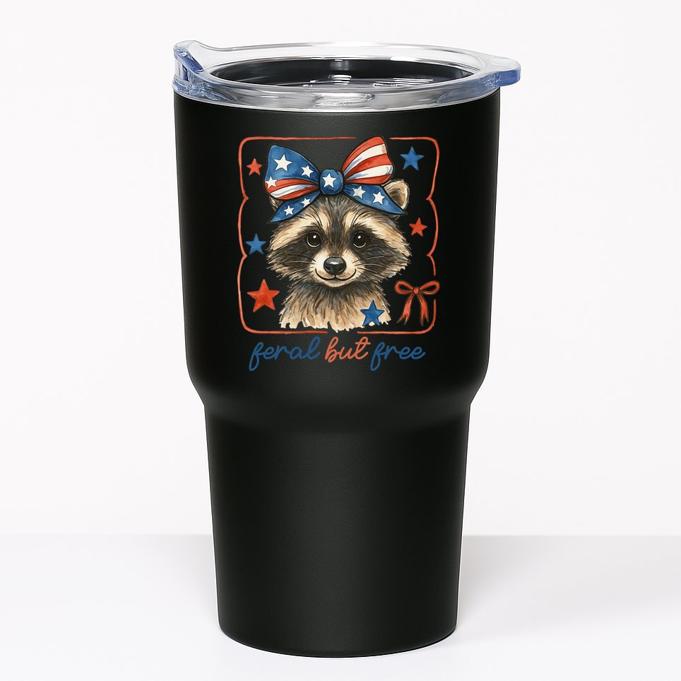 Coquette Funny Raccoon 4th Of July Patriotic Feral But Free Tumbler