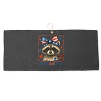 Coquette Funny Raccoon 4th Of July Patriotic Feral But Free Large Microfiber Waffle Golf Towel