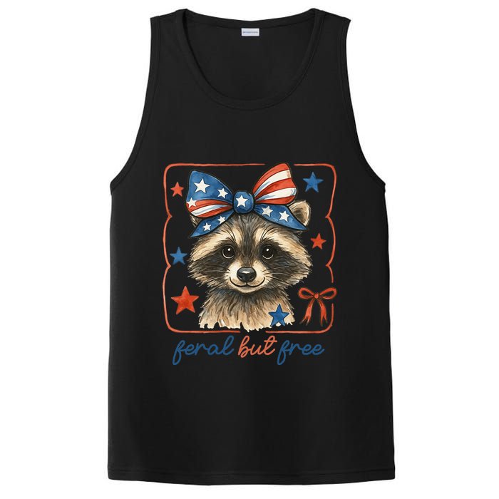 Coquette Funny Raccoon 4th Of July Patriotic Feral But Free PosiCharge Competitor Tank