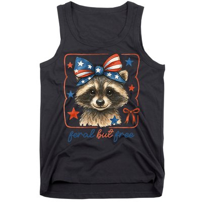 Coquette Funny Raccoon 4th Of July Patriotic Feral But Free Tank Top