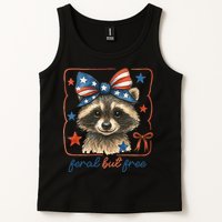 Coquette Funny Raccoon 4th Of July Patriotic Feral But Free Tank Top