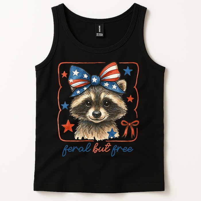 Coquette Funny Raccoon 4th Of July Patriotic Feral But Free Tank Top