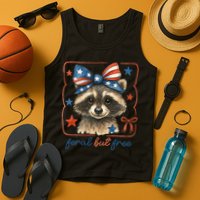 Coquette Funny Raccoon 4th Of July Patriotic Feral But Free Tank Top