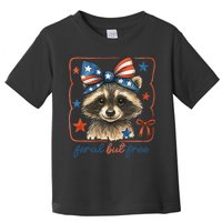 Coquette Funny Raccoon 4th Of July Patriotic Feral But Free Toddler T-Shirt