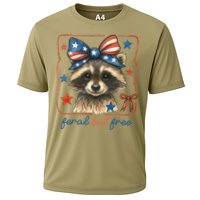 Coquette Funny Raccoon 4th Of July Patriotic Feral But Free Performance Shirt