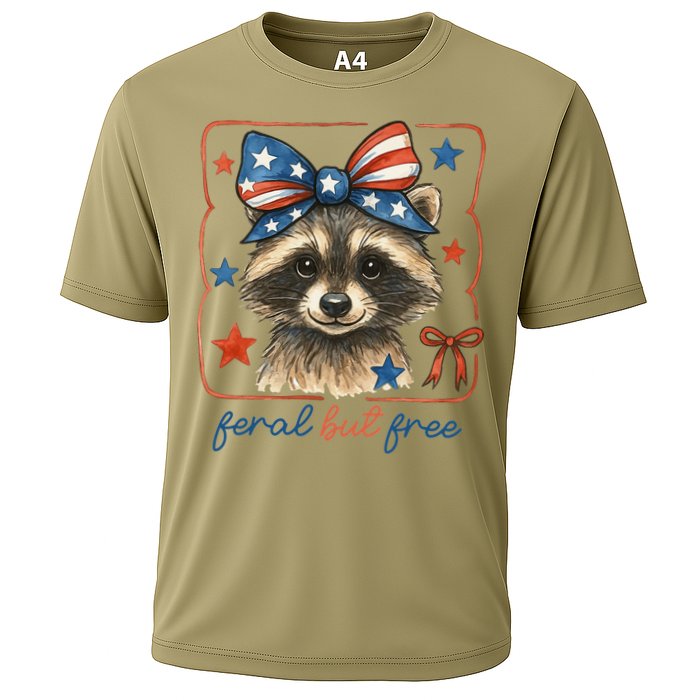 Coquette Funny Raccoon 4th Of July Patriotic Feral But Free Performance Shirt