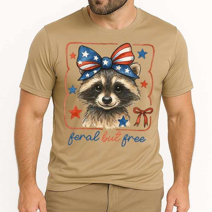 Coquette Funny Raccoon 4th Of July Patriotic Feral But Free Performance Shirt