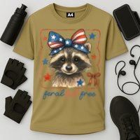 Coquette Funny Raccoon 4th Of July Patriotic Feral But Free Performance Shirt