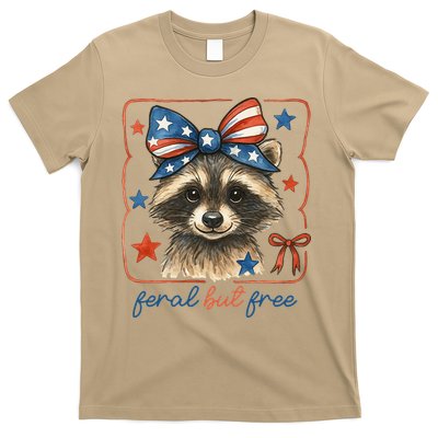 Coquette Funny Raccoon 4th Of July Patriotic Feral But Free T-Shirt