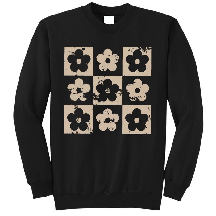 Checkered Flowers Retro Flowers Boho Floral Sweatshirt