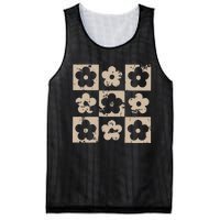 Checkered Flowers Retro Flowers Boho Floral Mesh Reversible Basketball Jersey Tank