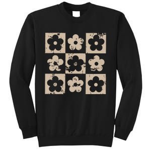 Checkered Flowers Retro Flowers Boho Floral Tall Sweatshirt