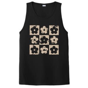 Checkered Flowers Retro Flowers Boho Floral PosiCharge Competitor Tank