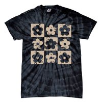 Checkered Flowers Retro Flowers Boho Floral Tie-Dye T-Shirt