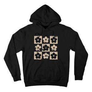 Checkered Flowers Retro Flowers Boho Floral Tall Hoodie