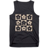 Checkered Flowers Retro Flowers Boho Floral Tank Top