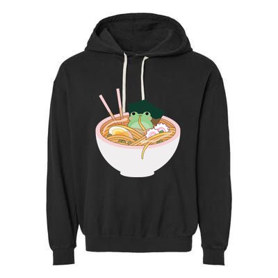 Cute Frog Ramen Garment-Dyed Fleece Hoodie