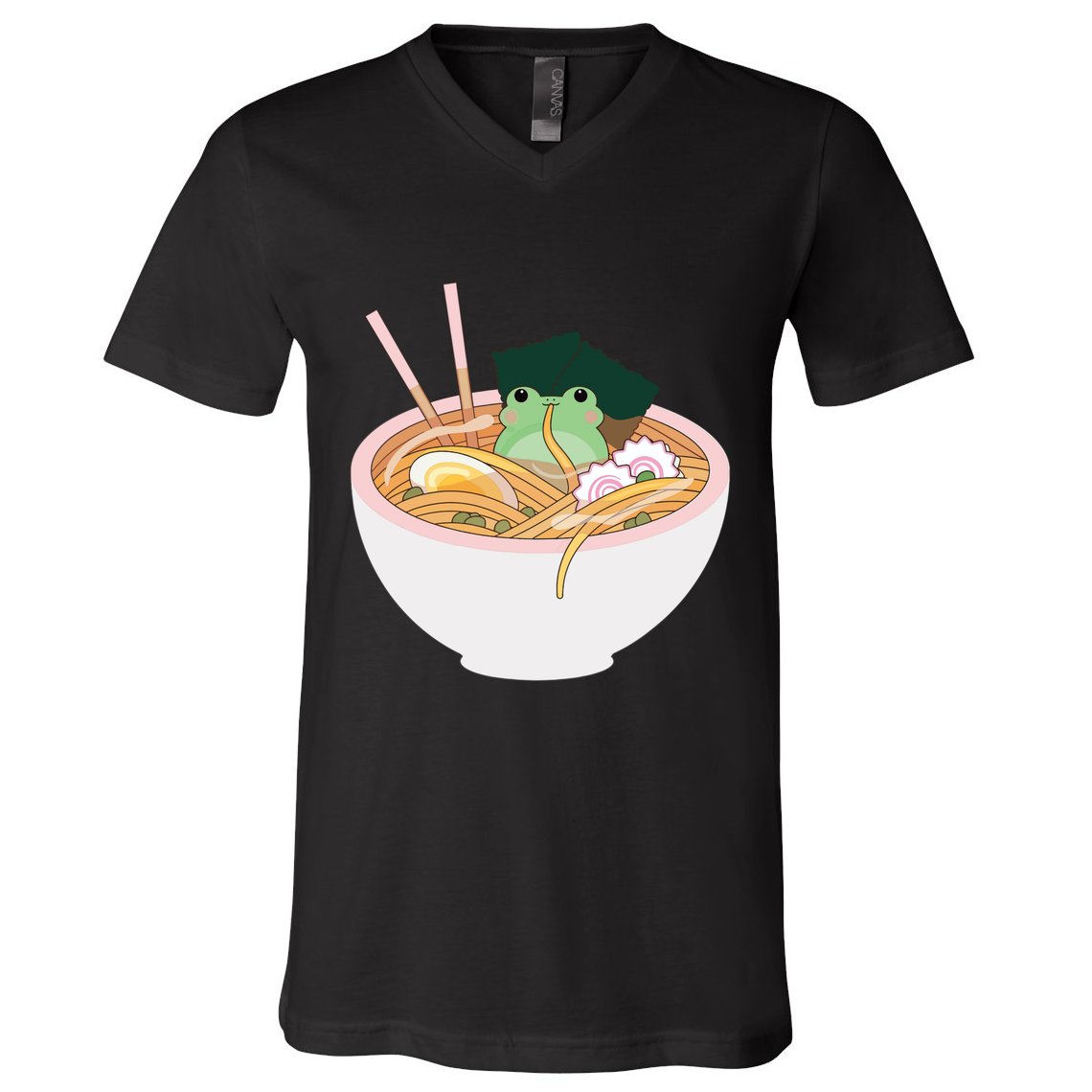 Cute Frog Ramen V-Neck T-Shirt