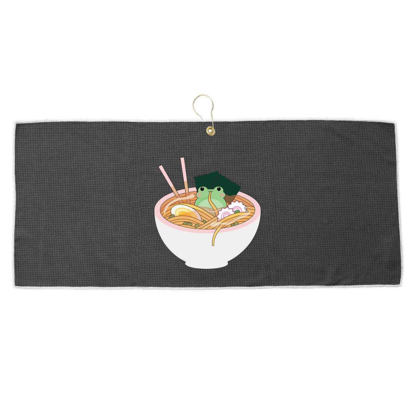 Cute Frog Ramen Large Microfiber Waffle Golf Towel