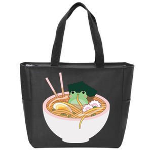 Cute Frog Ramen Zip Tote Bag