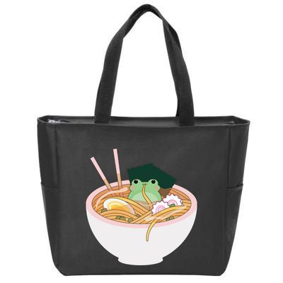 Cute Frog Ramen Zip Tote Bag