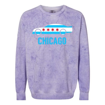 Chicago Flag Race Car Colorblast Crewneck Sweatshirt