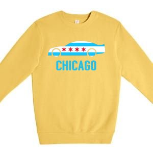 Chicago Flag Race Car Premium Crewneck Sweatshirt